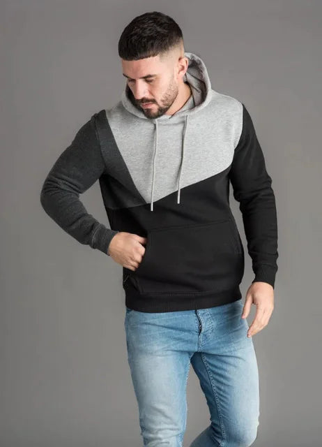 Men's Color Block Pullover Hoodie in Autumn Style